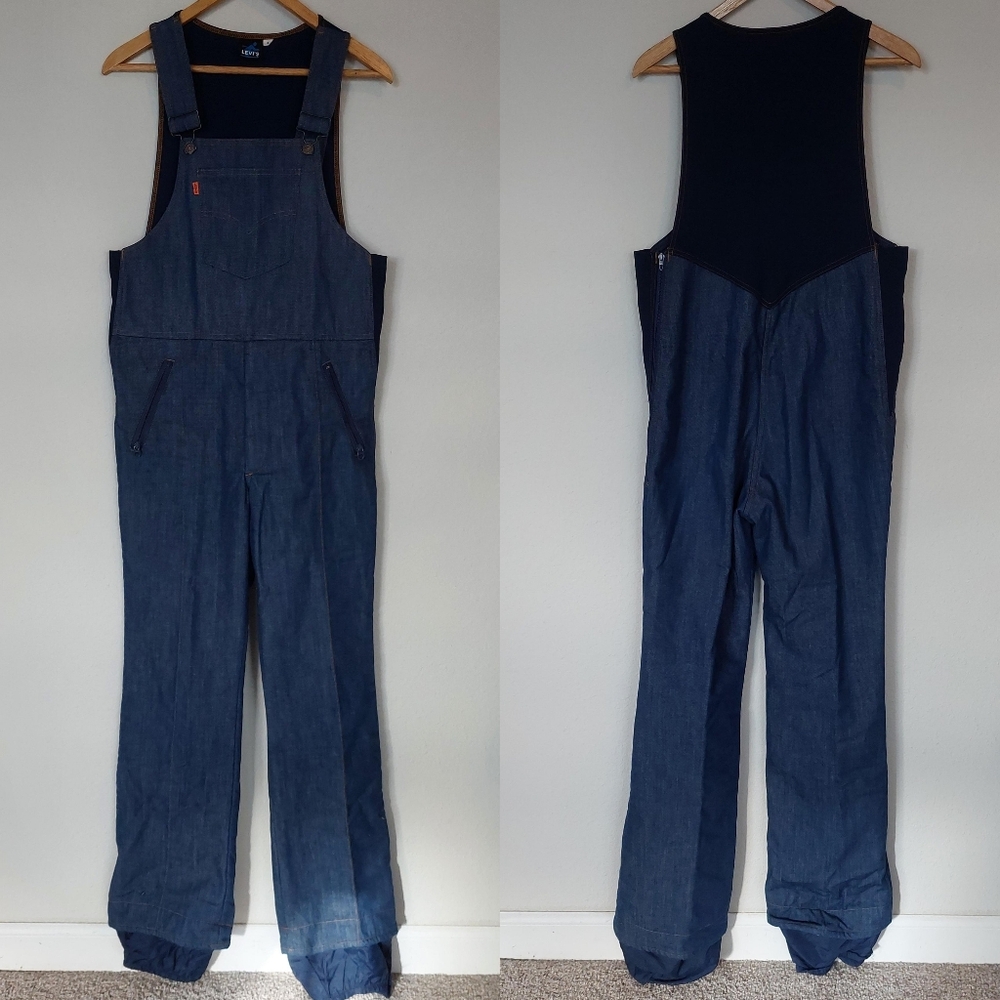 Vintage LEVIS Orange Tab SKI Snow‎ BIB Overalls Denim Nylon USA Men's Medium